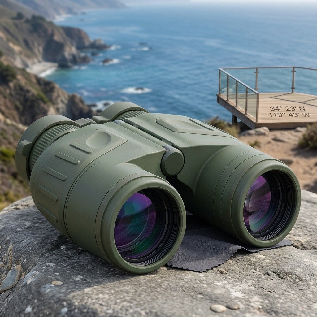 10x50 Waterproof Compass Rangefinder Binoculars